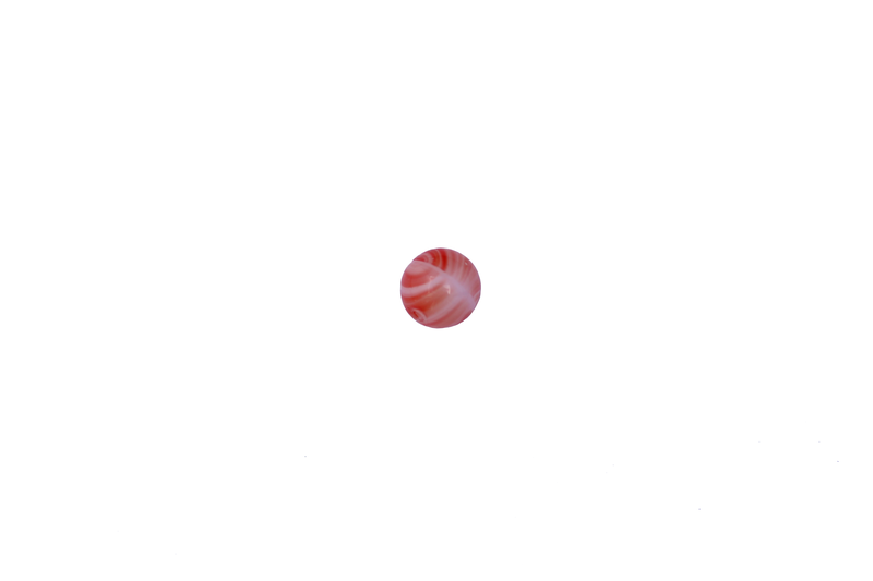 Perle en verre ronde - corail et blanc x 10