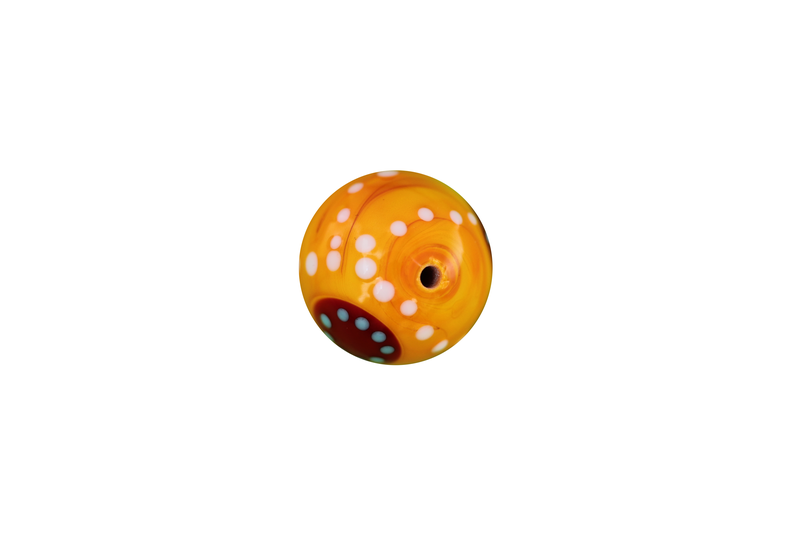 Perle en verre d'artisan - ronde - orange - multi couleurs