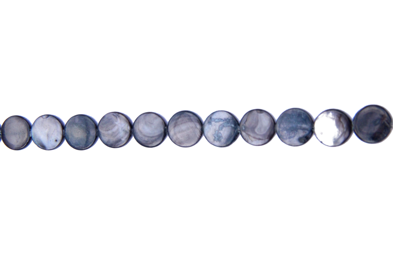 Perle en nacre - ronde en forme de roue - gris x 2