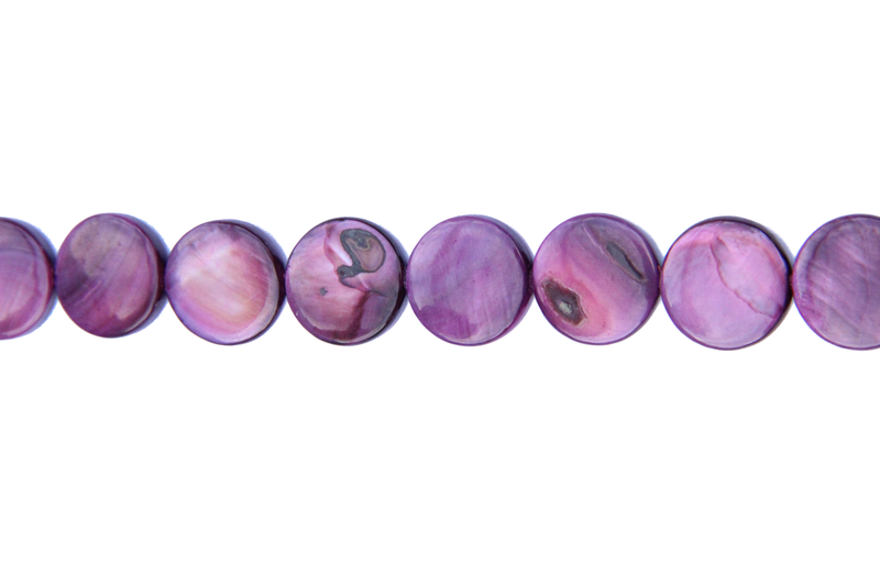 Perle en nacre - ronde en forme de roue - rose foncé x 2