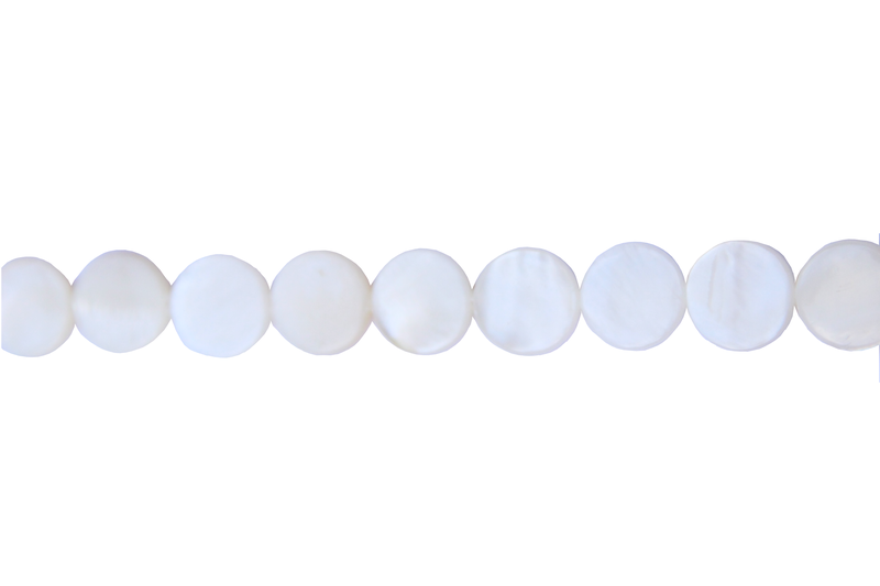 Perle en nacre - ronde en forme de roue - blanc nacré x 2