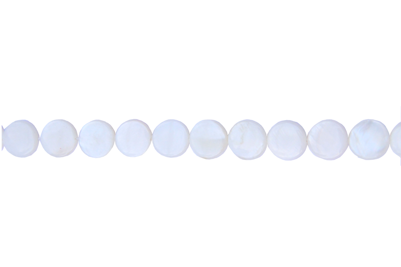 Perle en nacre - ronde en forme de roue - blanc nacré x 6