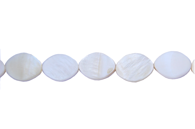 Perle en nacre - ovale - blanc nacré x 2