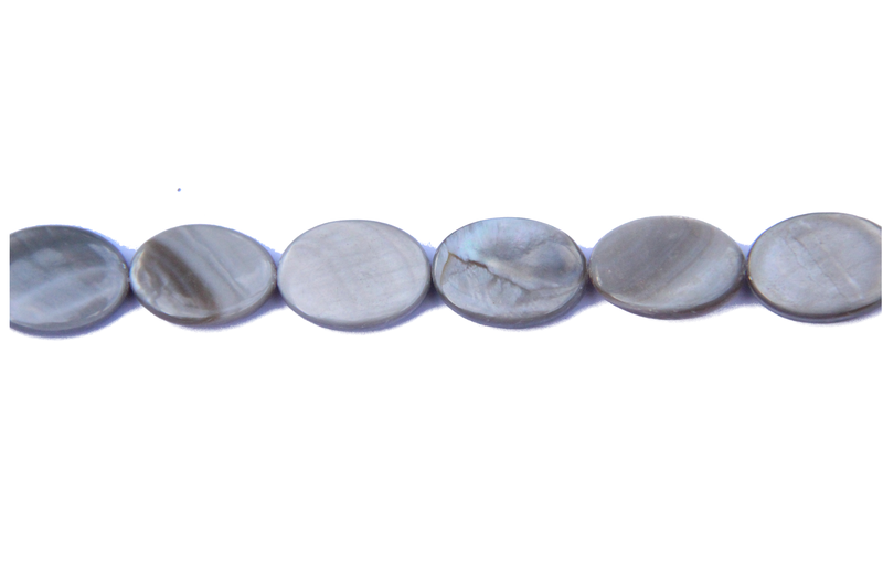 Perle en nacre - ovale - gris x 2