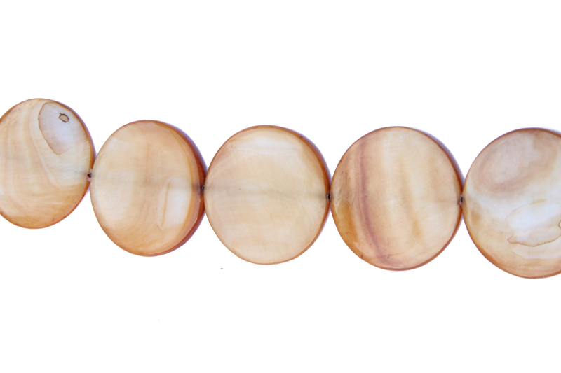 Perle en nacre - ronde en forme de roue- brun