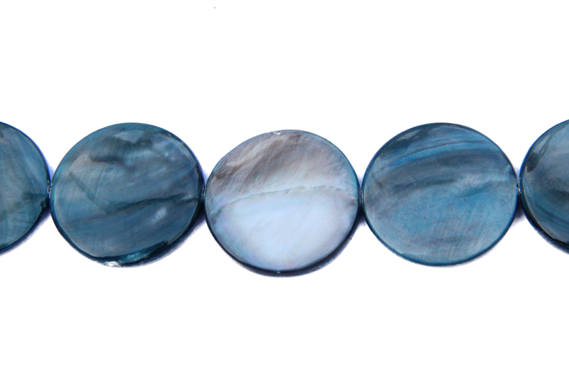 Perle en nacre - ronde en forme de roue- bleu