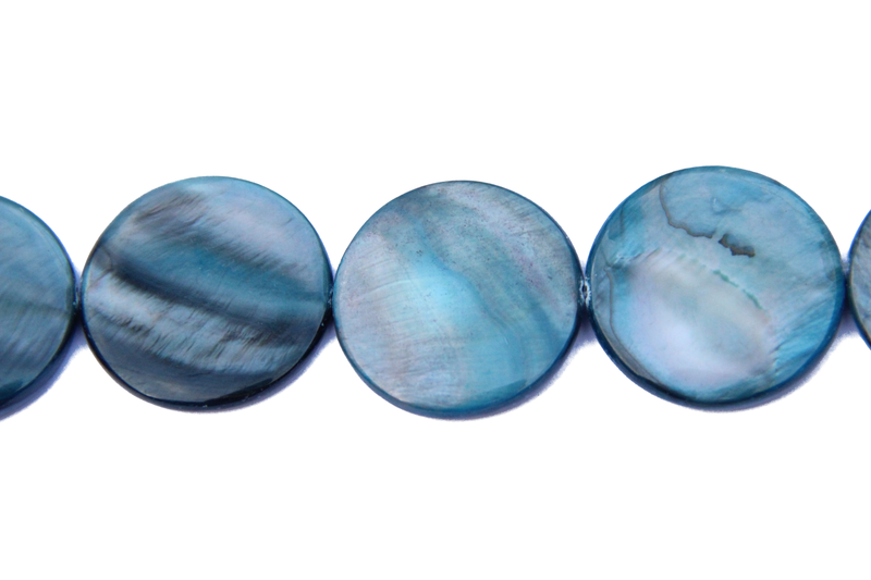 Perle en nacre - ronde en forme de roue- bleu
