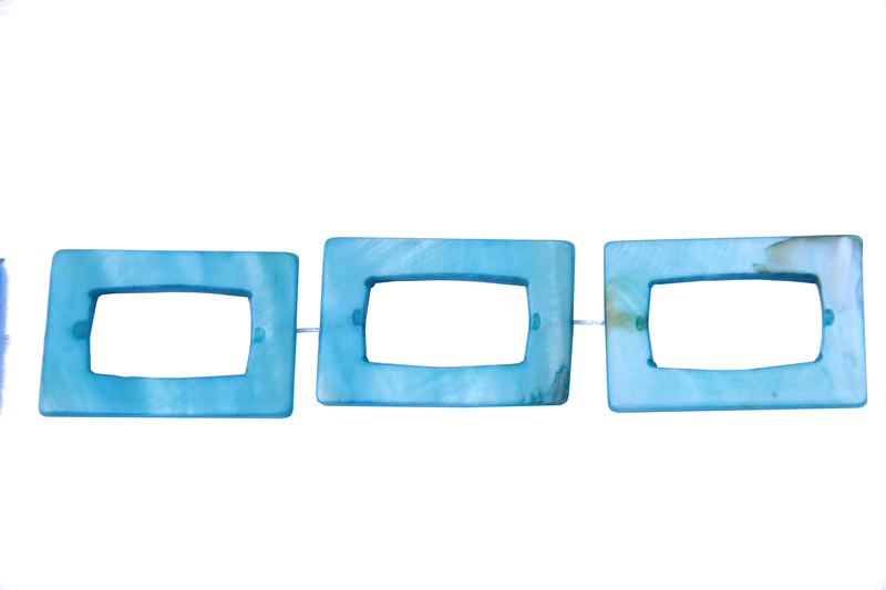 Perle en nacre - rectangulaire - bleu