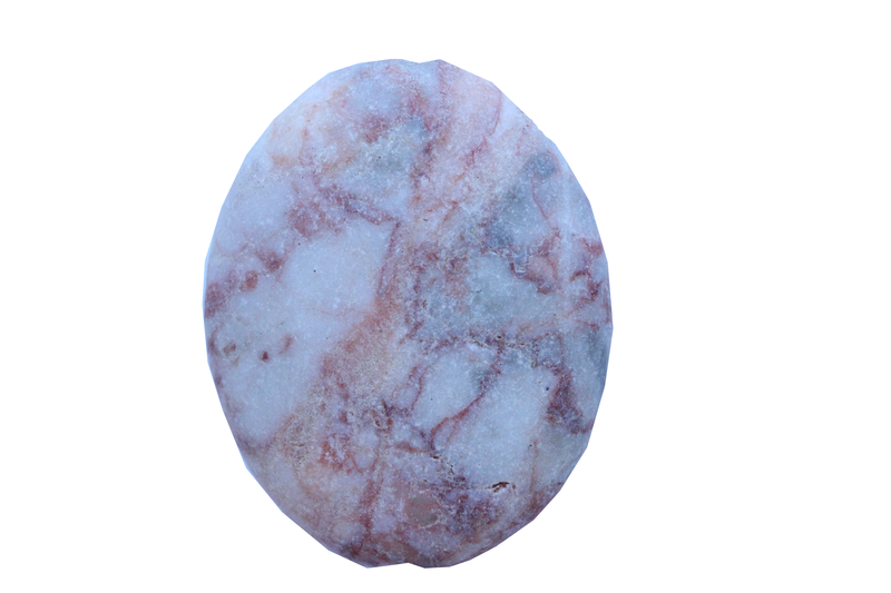 Perle en pierre naturelle - ovale - marbre - rose