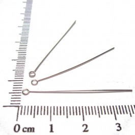 Tiges / clous 30 mm tête anneaux 3 mm - en argent 925