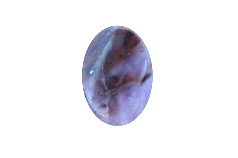 Perle en pierre naturelle Agate mousse- ovale - brun / rose clair