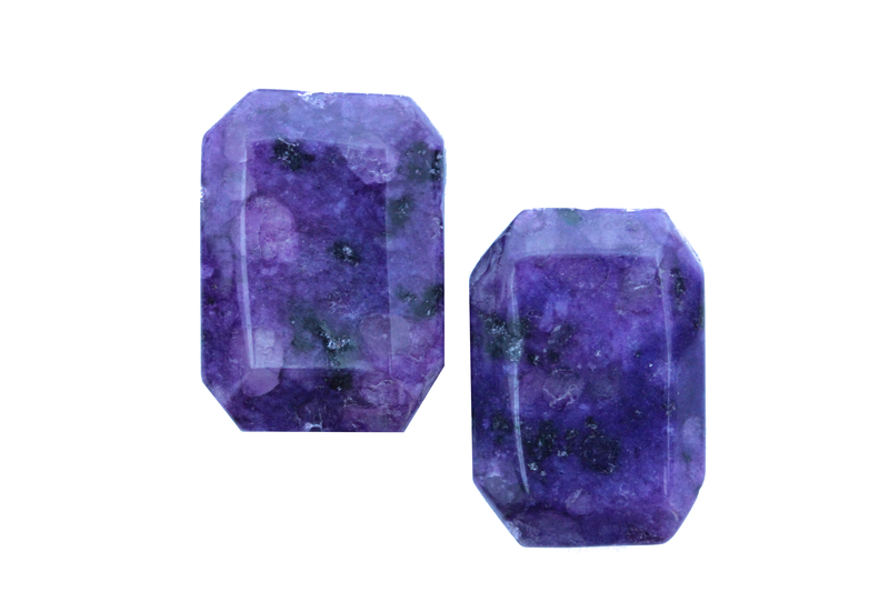 Perle en pierre naturelle en marbre -rectangulaire - mauve