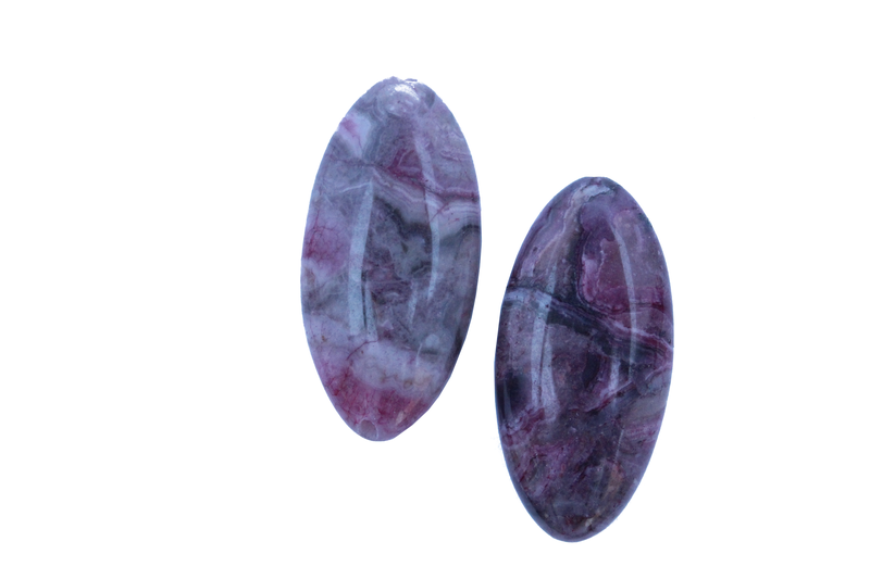 Perle en pierre naturelle en marbre - ovale - rose