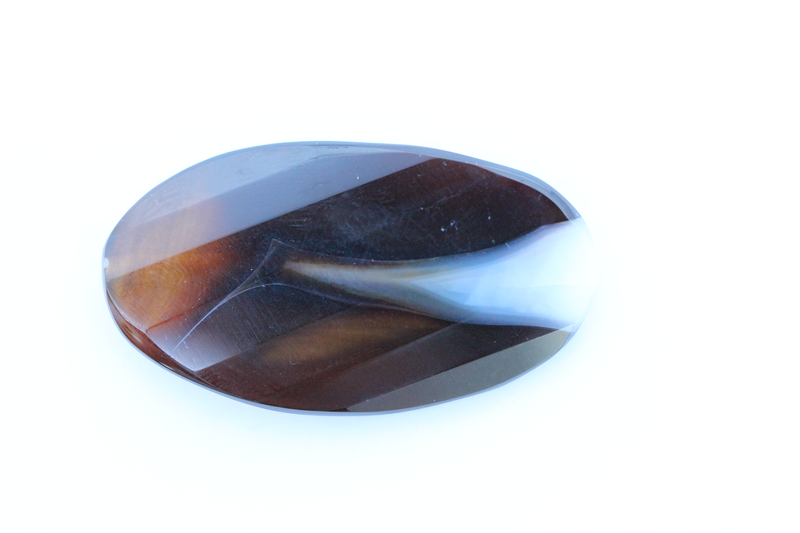 Perle en pierre naturelle - Agate - en forme de feuille - brun /rose