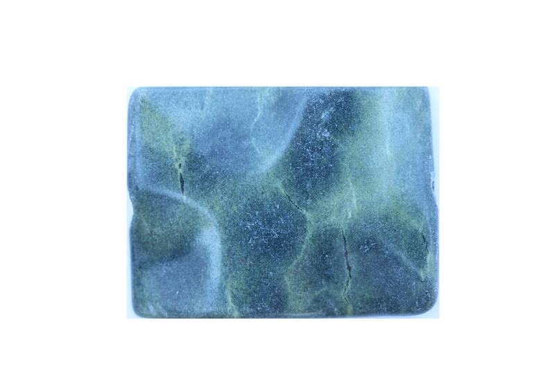 Perle en pierre naturelle - néphrite rectangulaire - vert tacheté
