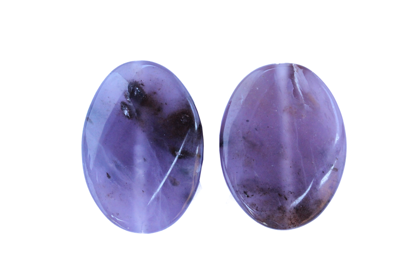 Perle en pierre naturelle - Agate - ovale - brun /mauve