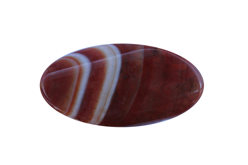 Perle en pierre naturelle - agate - ovale - brun / blanc