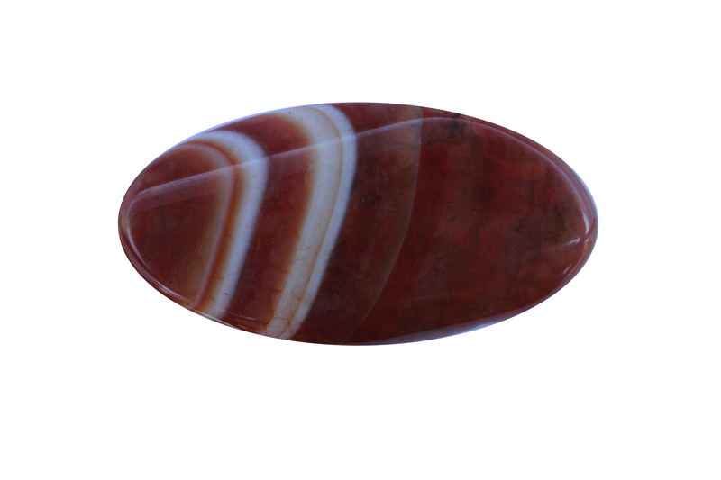 Perle en pierre naturelle - agate - ovale - brun / blanc