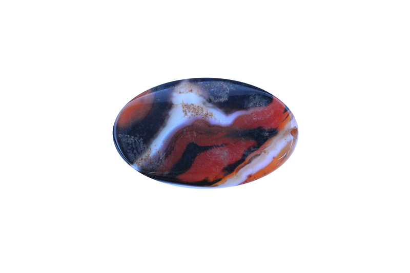Perle en pierre naturelle - agate - ovale - brun / noir