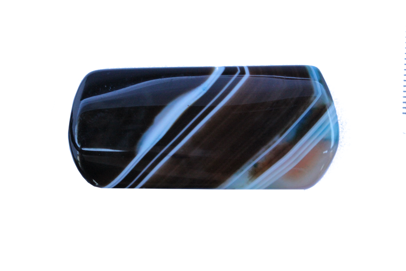 Perle en pierre naturelle - Onyx - rectangulaire - brun / noir ligné