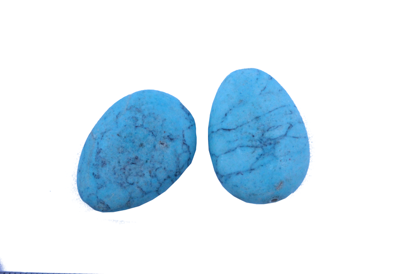 Perle en pierre naturelle - Agate - forme de feuille - turquoise