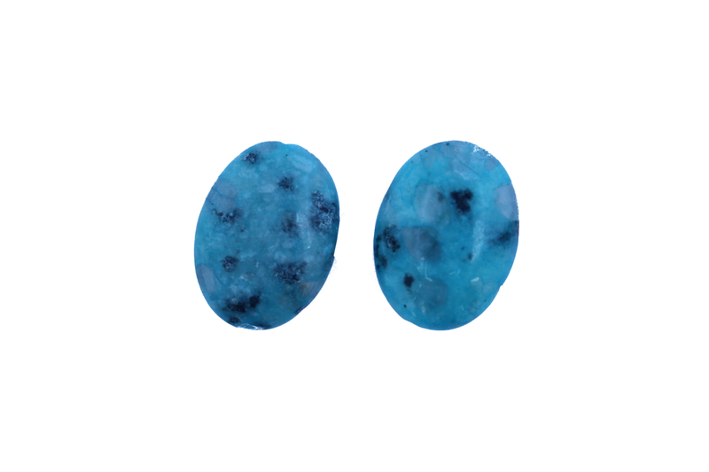 Perle en pierre naturelle - Agate - ovale - bleu