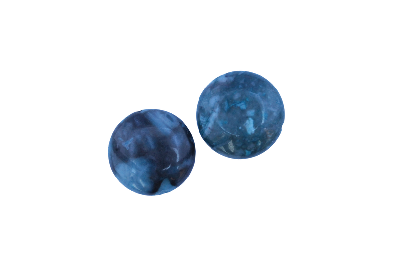 Perle en pierre naturelle - Agate - ronde - bleu nuage de noir