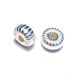 Perle en forme de roue - rayée - 6mm - en argent 925 x2