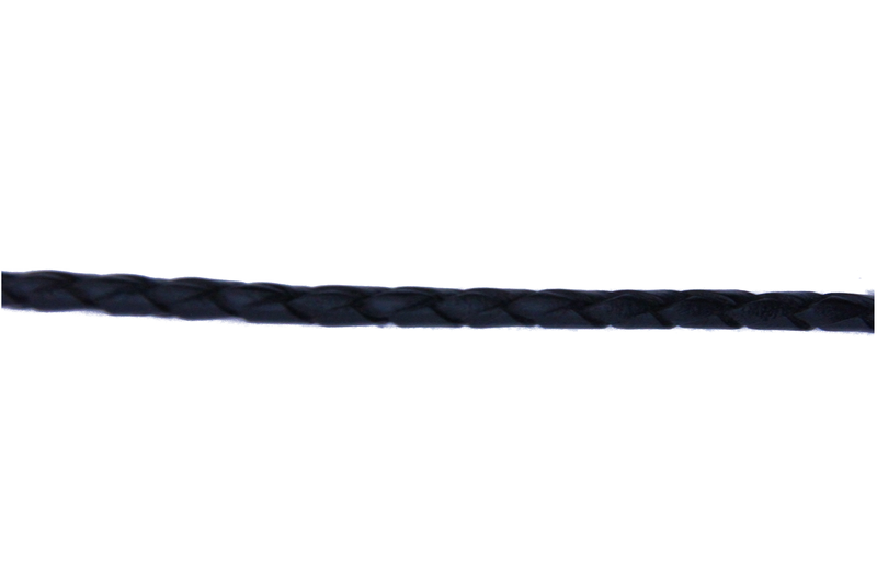 Cordon cuir tressé rond - 3,2 mm - noir - par 1 mètre