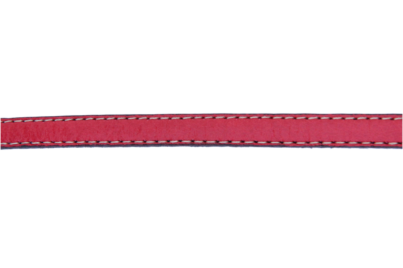 Cordon cuir plat - 10 mm - rouge - par 25 cm