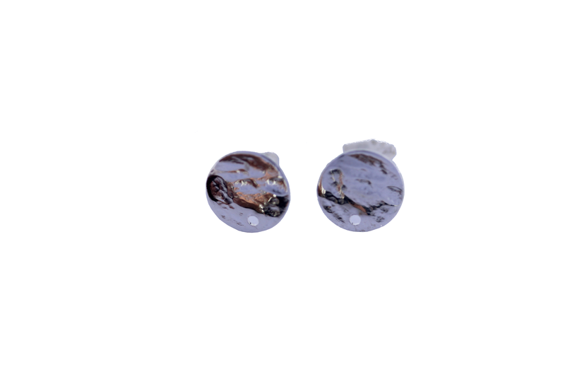 Crochet d'attache boucles d'oreille - plaque ronde - plaqué 300 microns- une paire