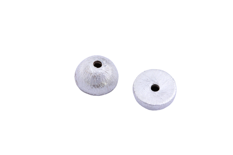 Coupole perle demi-ronde 10mm - métal argenté brossé x2