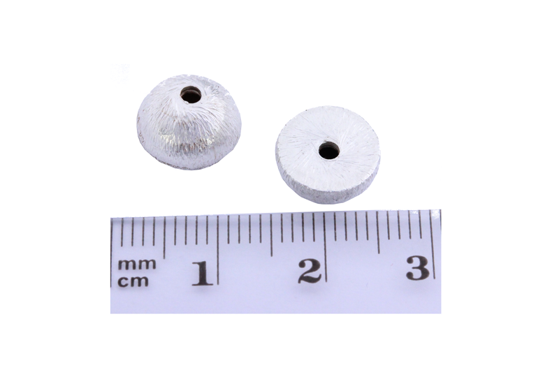 Coupole perle demi-ronde 10mm - métal argenté brossé x2