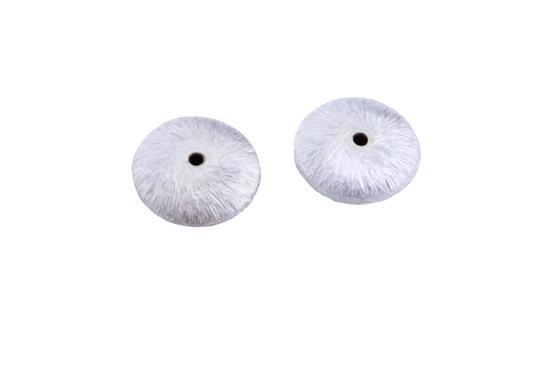 Coupole perle ronde 12mm - métal argenté brossé x2