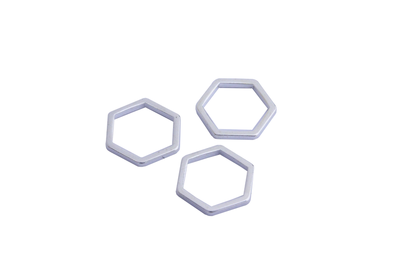 Intermédiaire hexagonal en fil de 10 mm - argent 300 microns x5