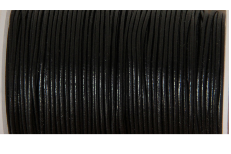 Cordon cuir rond - 1 mm - noir - par 1 mètre