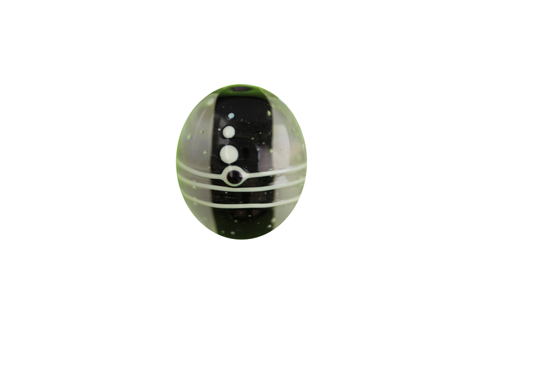 Perle en verre d'artisan - ovale- transparent centre noir