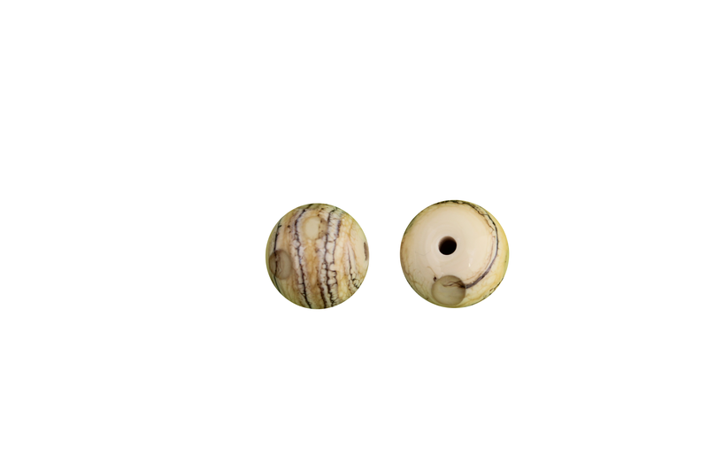 Perle en verre d'artisan - ronde - ivoire x 2