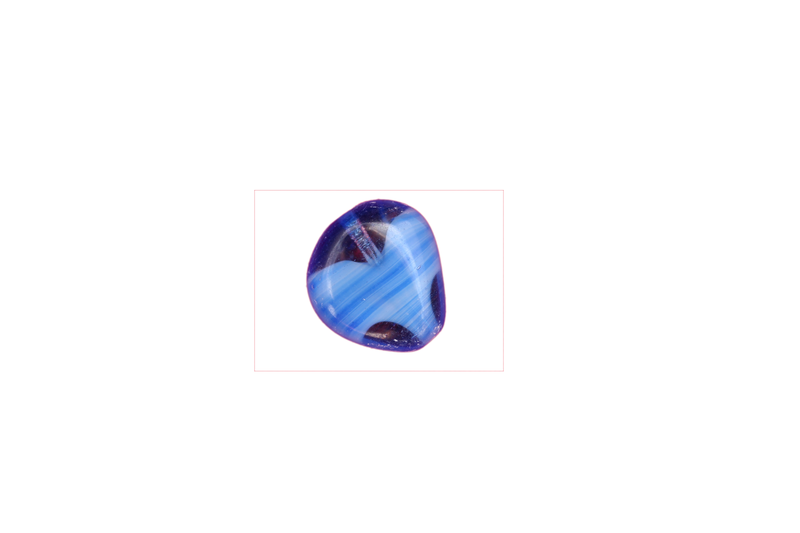 Perle en verre en forme de coeur - bleu moyen