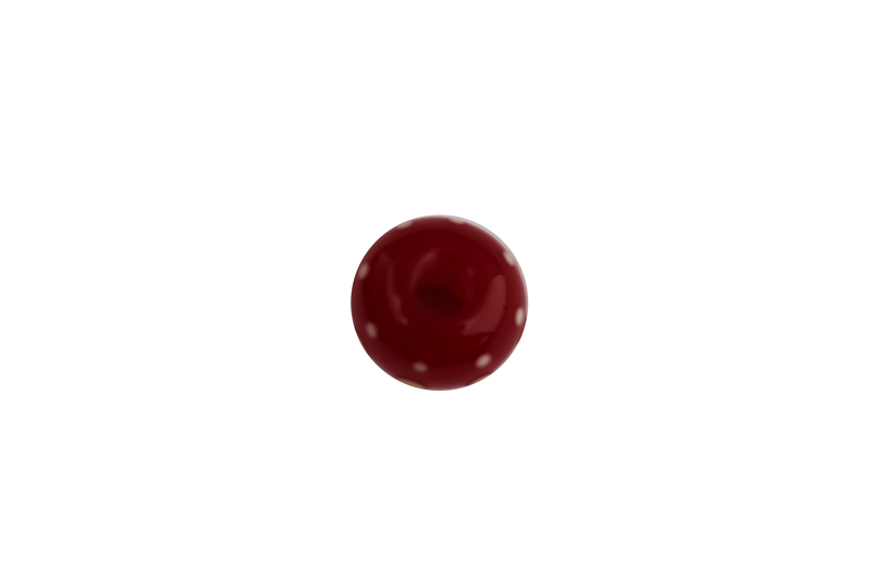 Perle en verre d'artisan - roue - rouge - pois blanc