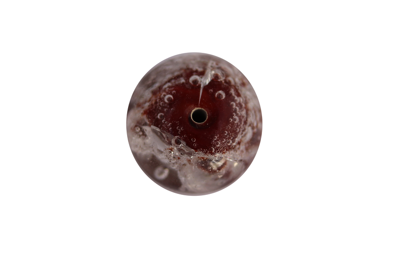 Perle en verre d'artisan - ronde - rouge - bulles