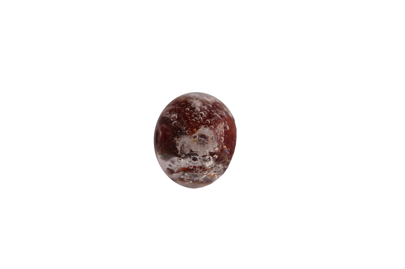 Perle en verre d'artisan - ronde - rouge - bulles