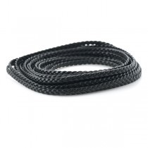 Cordon cuir plat tressé - 5 mm - noir - par 25 cm