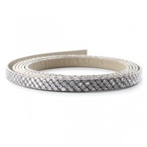 Cordon cuir plat vipère doublé - 10 mm - brun argenté - par 25 cm