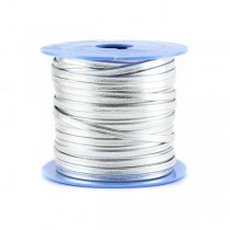 Cordon cuir plat - 3 mm - argenté métallisé - par 25 cm