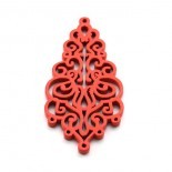 Pendentif stylisé feuille bois - rouge
