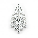 Pendentif stylisé feuille bois - blanc