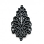 Pendentif stylisé feuille bois - noir