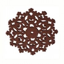 Pendentif - fleur stylisée en bois - brun foncé