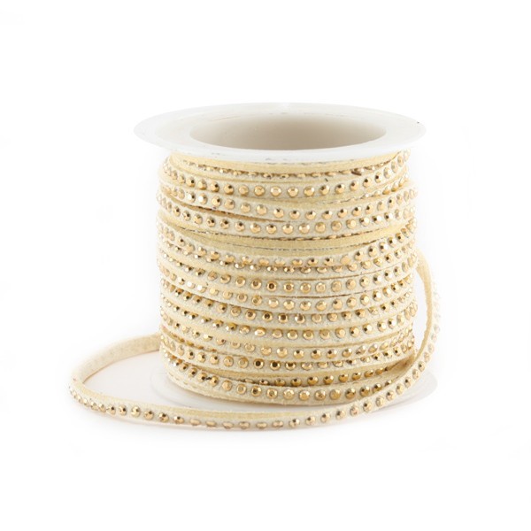 Daim synthétique plat - 3 mm - Rivet - beige doré - par 25 cm